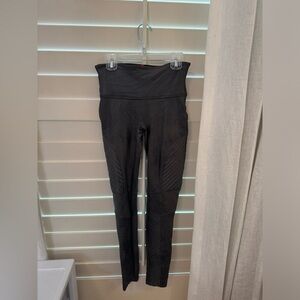 Spanx Faux Leather Moto Leggings in Gunmetal Gray